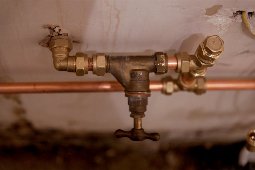 New copper pipework and isolation valves, neatly finished